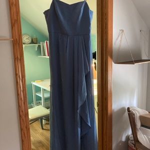 Dusty blue David’s bridal spaghetti strap bridesmaid dress size 8.